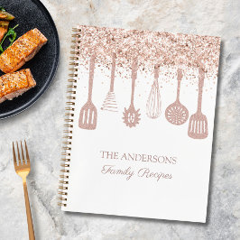 Cuaderno Utensilios de cocina Rosa Purpurina de oro