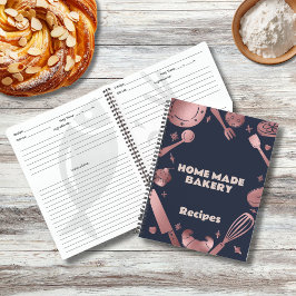 Cuaderno Utensilios de horneado de oro Rosa Panadería Recet