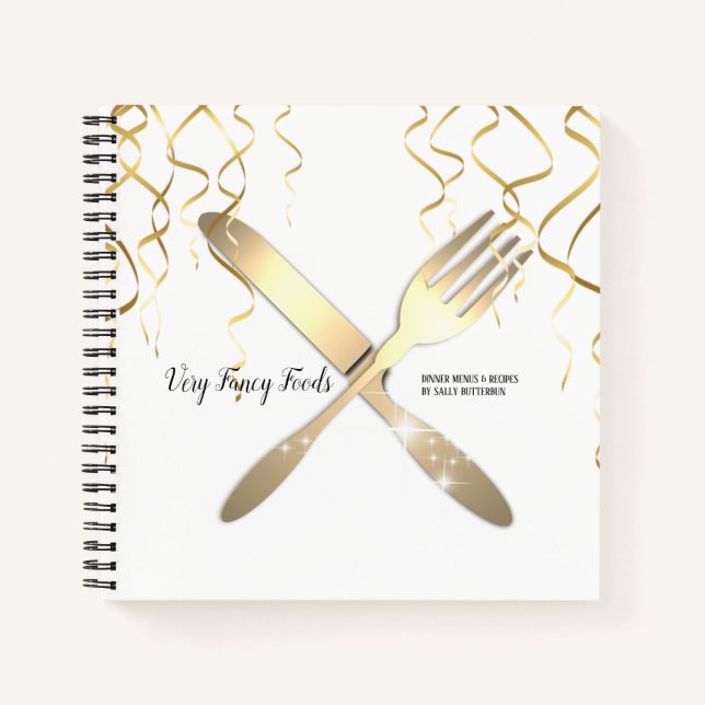 Cuaderno Utensilios de oro falso receta personalizada de li (Anverso)