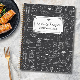 Cuaderno Utensilios modernos de cocina vintage y receta de