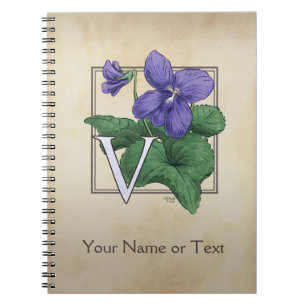 Cuaderno V para el monograma violeta del alfabeto de la