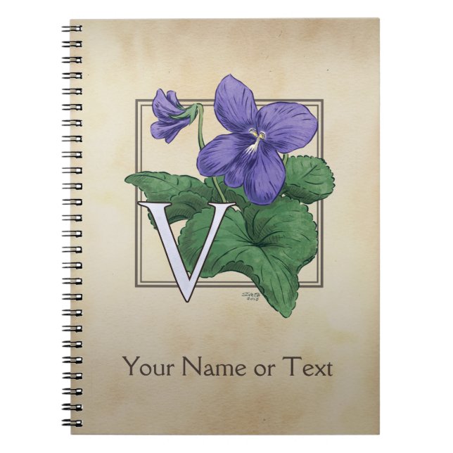 Cuaderno V para el monograma violeta del alfabeto de la (Frente)