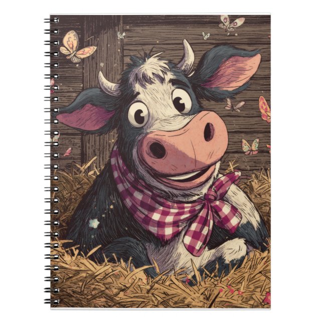 Cuaderno Vaca caprichosa con Ilustracion de mariposas (Frente)