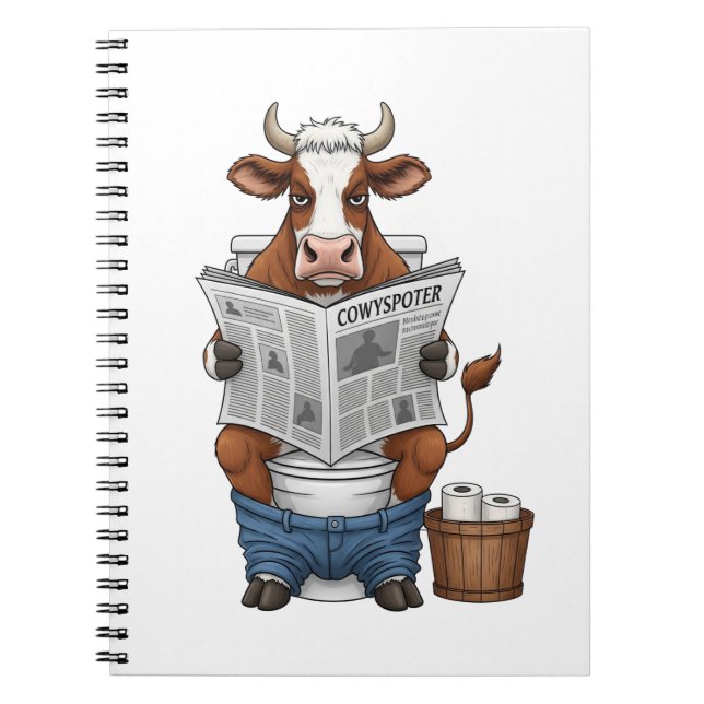 Cuaderno Vaca con inodoro, divertido animal de granja (Frente)