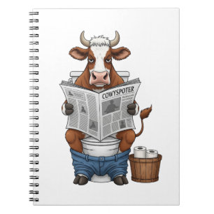 Cuaderno Vaca con inodoro PNG, divertido animal de granja