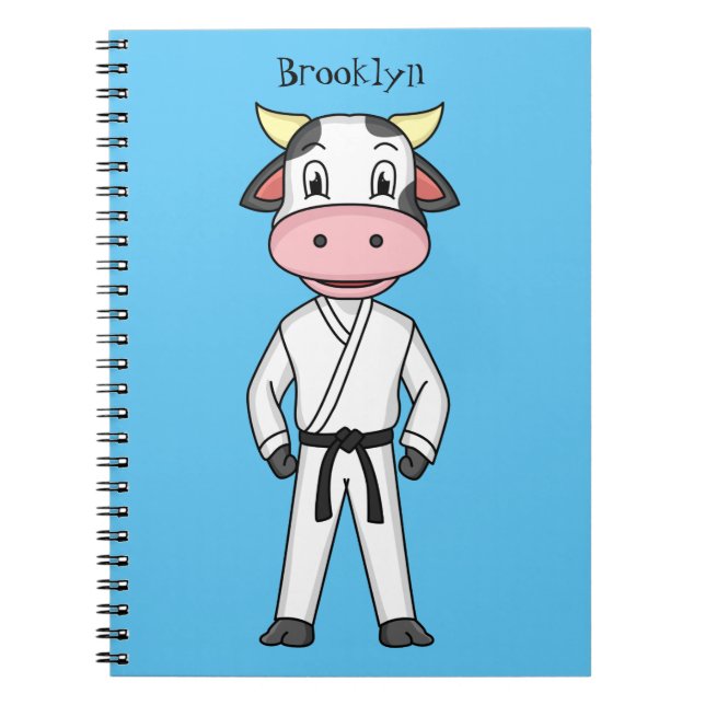Cuaderno Vaca corta con traje de kung fu personalizado (Frente)