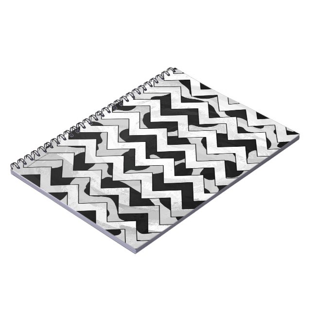 Cuaderno Vaca de Chevron en blanco y negro (Lado Izquierdo)