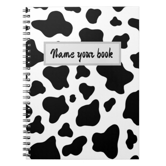 Cuaderno Vaca de cuero negro y blanco tendencia rústica gra (Frente)