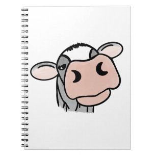 Cuaderno vaca de dibujos animados negro blanco rosa beso gr