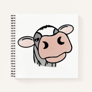 Cuaderno vaca de dibujos animados negro blanco rosa beso gr