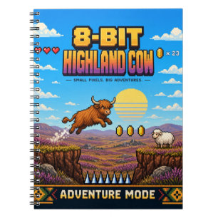 Cuaderno Vaca de las Tierras Altas, Arte de Pixel de 8 Bits