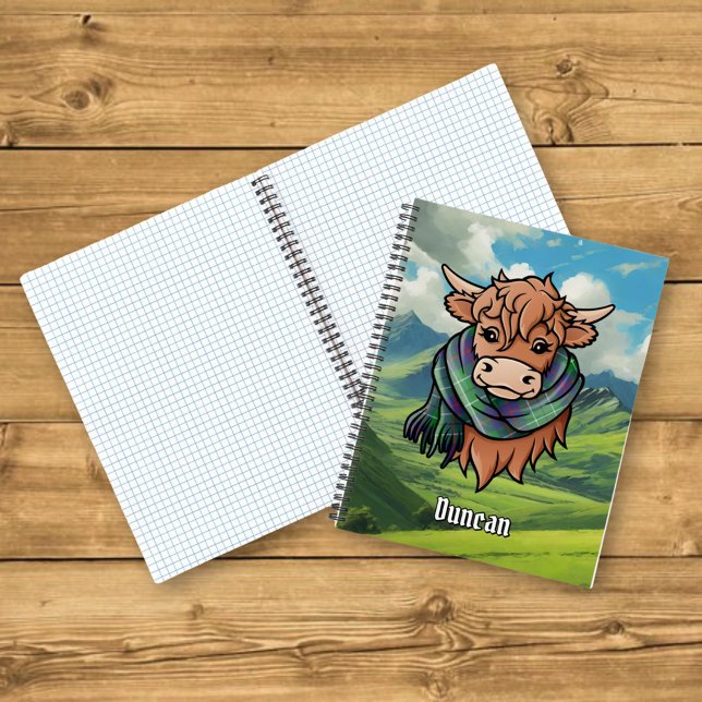 Cuaderno Vaca de las Tierras Altas con bufanda de tartán Du (Subido por el creador)