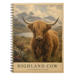 Cuaderno Vaca de las Tierras Altas Escocia VINTAGE