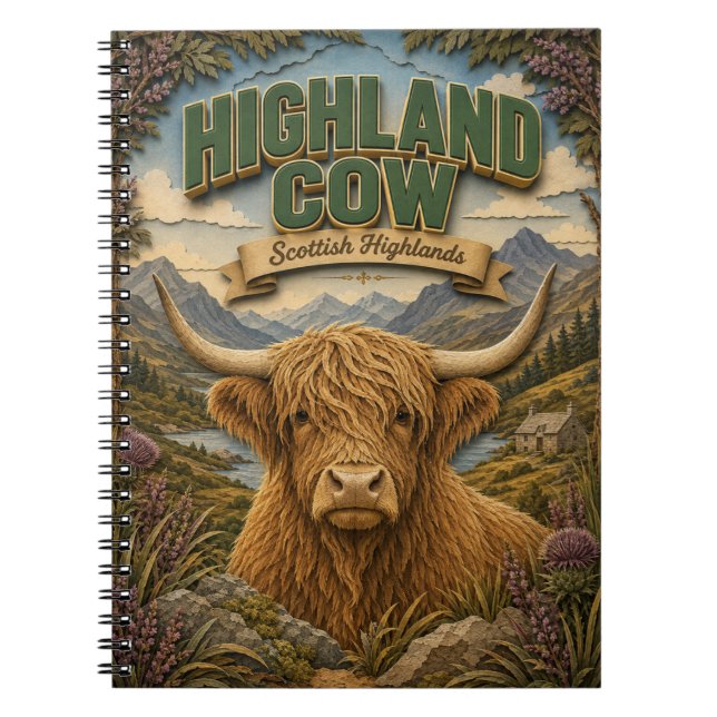 Cuaderno Vaca de las Tierras Altas Tierras Altas de Escocia (Frente)