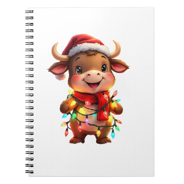 Cuaderno Vaca de Navidad Festiva Adorable con Luces Navideñ (Frente)