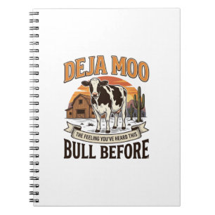 Cuaderno Vaca divertida Deja Moo Diseño de camisa western v