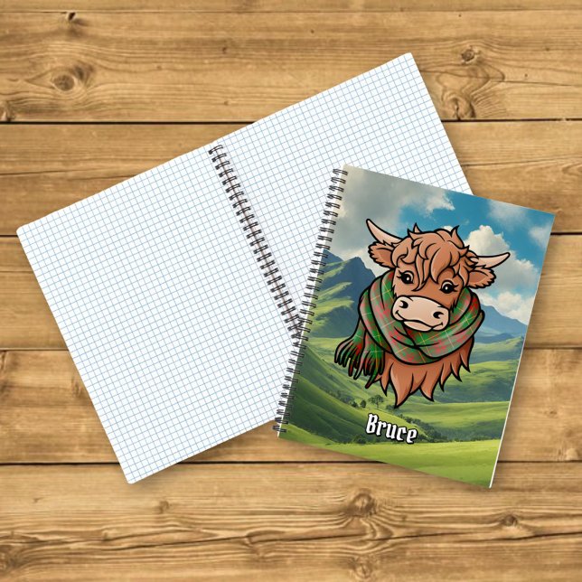 Cuaderno Vaca Highland con Bruce Hunting Tartan Scarf (Subido por el creador)