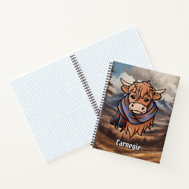 Cuaderno Vaca Highland con carnegie Tartan Scarf (Interior)