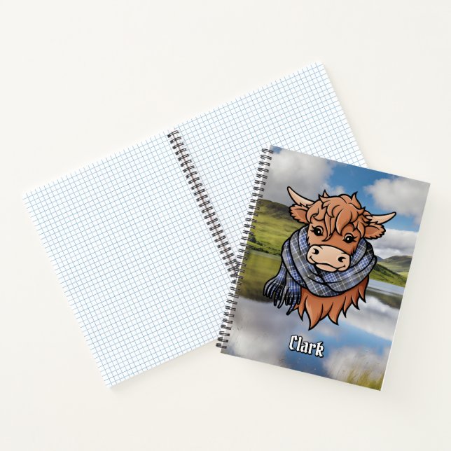 Cuaderno Vaca Highland con Clark Tartan Scarf (Interior)
