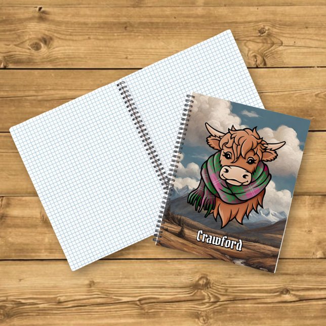 Cuaderno Vaca Highland con Crawford Tartan Scarf (Subido por el creador)
