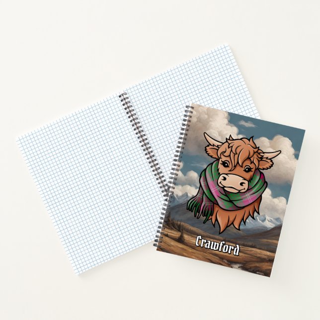 Cuaderno Vaca Highland con Crawford Tartan Scarf (Interior)