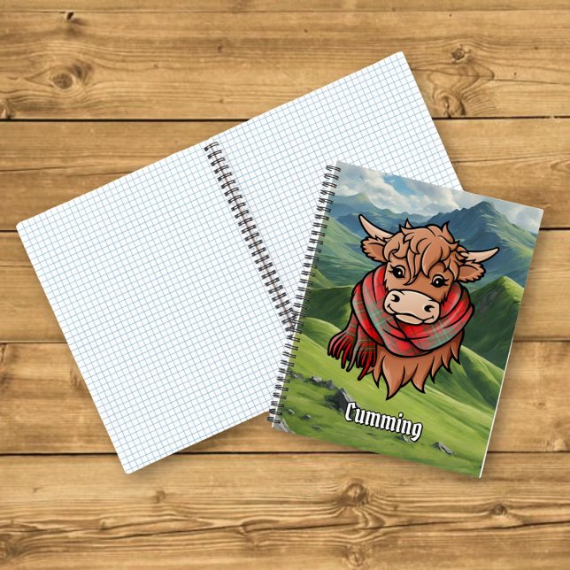 Cuaderno Vaca Highland con Cumming Tartan Scarf (Subido por el creador)