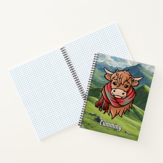 Cuaderno Vaca Highland con Cumming Tartan Scarf (Interior)