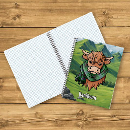 Cuaderno Vaca Highland con Davidson Tartan Scarf