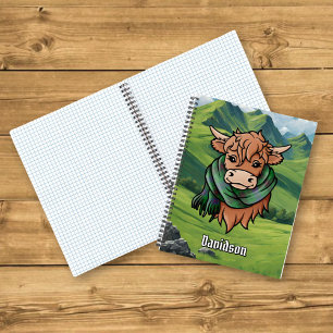 Cuaderno Vaca Highland con Davidson Tartan Scarf