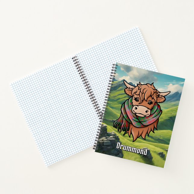 Cuaderno Vaca Highland con Drummond Tartan Scarf (Interior)