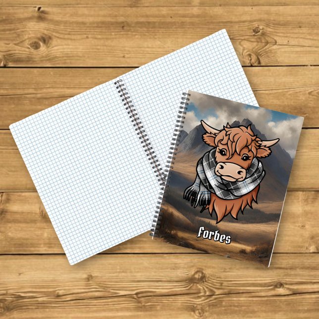 Cuaderno Vaca Highland con Forbes vestida con Tartan Scarf (Subido por el creador)