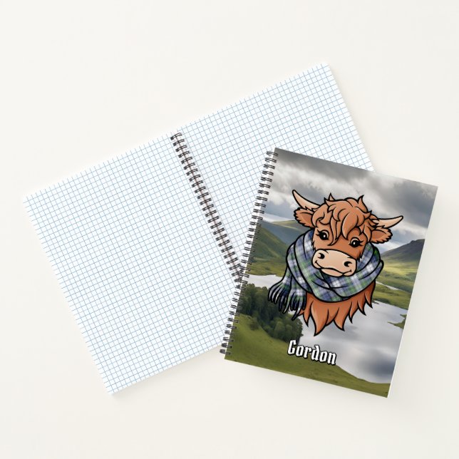 Cuaderno Vaca Highland con Gordon Vestido Tartan Scarf (Interior)