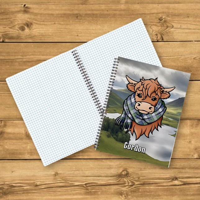 Cuaderno Vaca Highland con Gordon Vestido Tartan Scarf (Subido por el creador)
