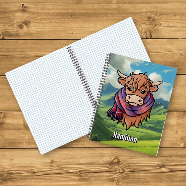 Cuaderno Vaca Highland con Hamilton Red Tartan Scarf (Subido por el creador)