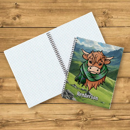 Cuaderno Vaca Highland con Henderson Tartan Scarf