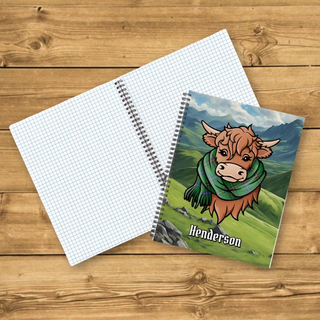 Cuaderno Vaca Highland con Henderson Tartan Scarf (Subido por el creador)