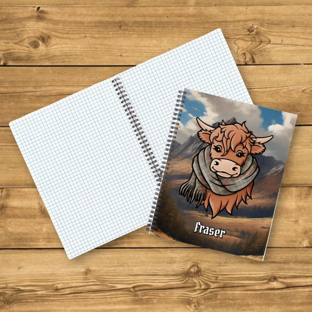 Cuaderno Vaca Highland con jarra de tartán templado fraser (Subido por el creador)