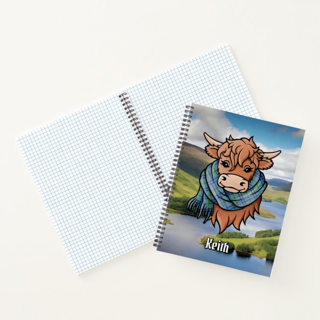 Cuaderno Vaca Highland con Keith Tartan Scarf (Interior)