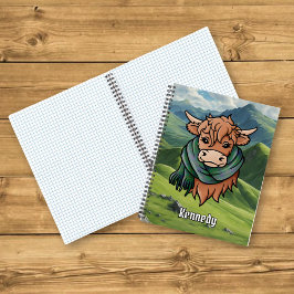 Cuaderno Vaca Highland con Kennedy Tartan Scarf