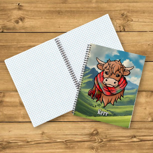 Cuaderno Vaca Highland con Kerr Tartan Scarf