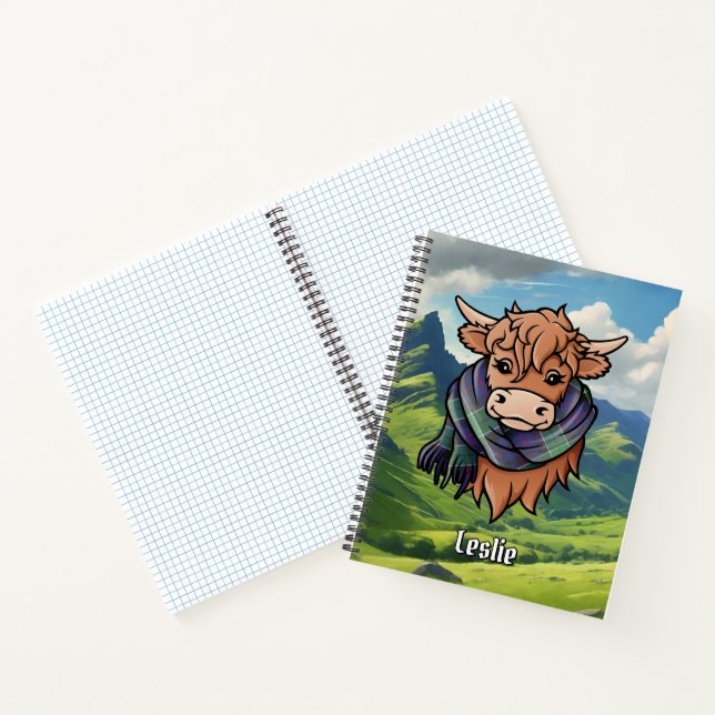 Cuaderno Vaca Highland con Leslie cazando Tartán Scarf (Interior)