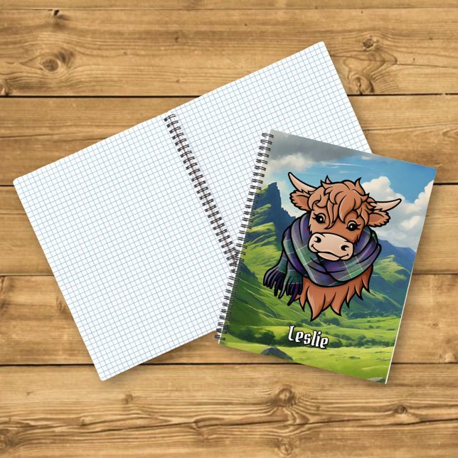 Cuaderno Vaca Highland con Leslie cazando Tartán Scarf (Subido por el creador)