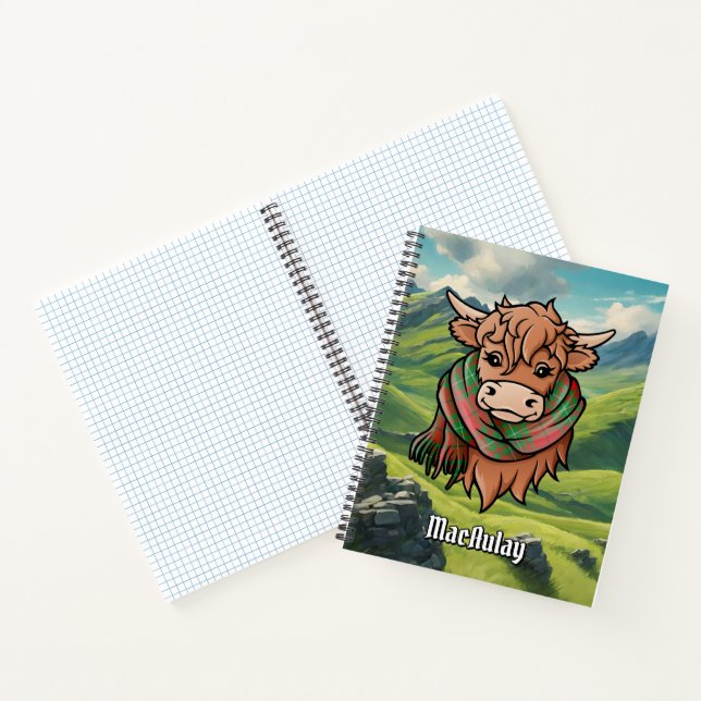 Cuaderno Vaca Highland con MacAulay Tartan Scarf (Interior)