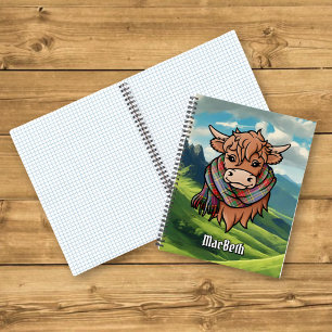 Cuaderno Vaca Highland con MacBeth Tartan Scarf