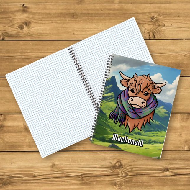 Cuaderno Vaca Highland con Macdonald Tartan Scarf (Subido por el creador)