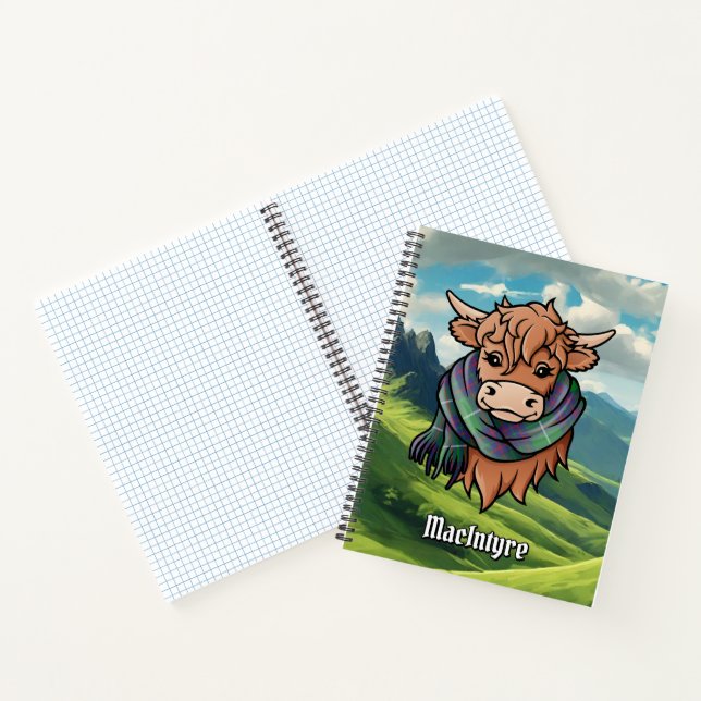 Cuaderno Vaca Highland con MacIntyre Tartan Scarf (Interior)