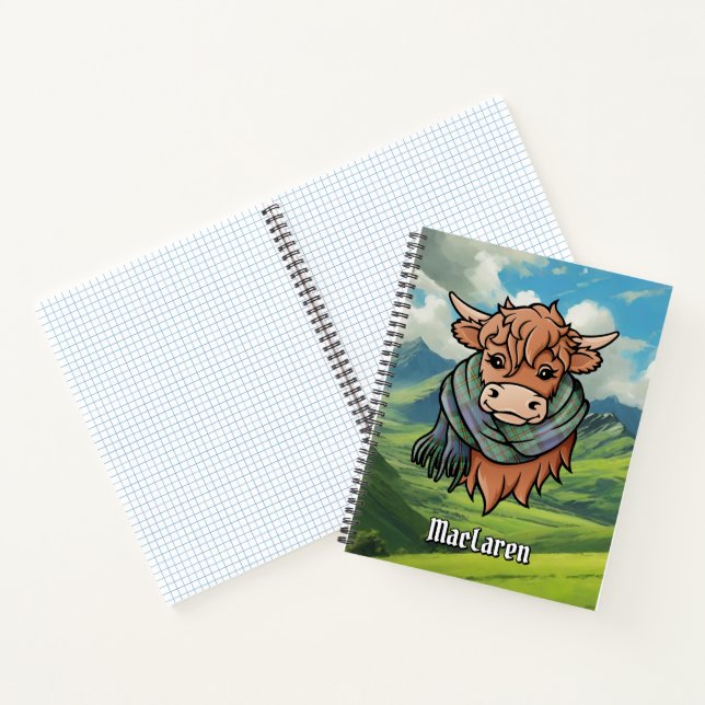 Cuaderno Vaca Highland con MacLaren Tartan Scarf (Interior)