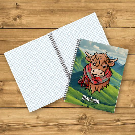 Cuaderno Vaca Highland con MacLean Tartan Scarf