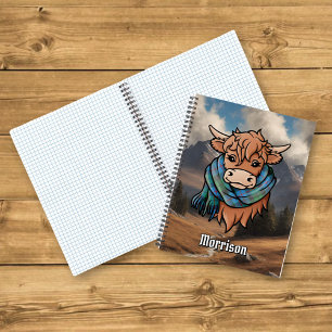 Cuaderno Vaca Highland con Morrison cazando Tartán Scarf