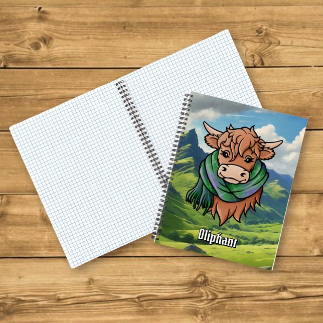 Cuaderno Vaca Highland con Oliphant Tartan Scarf (Subido por el creador)